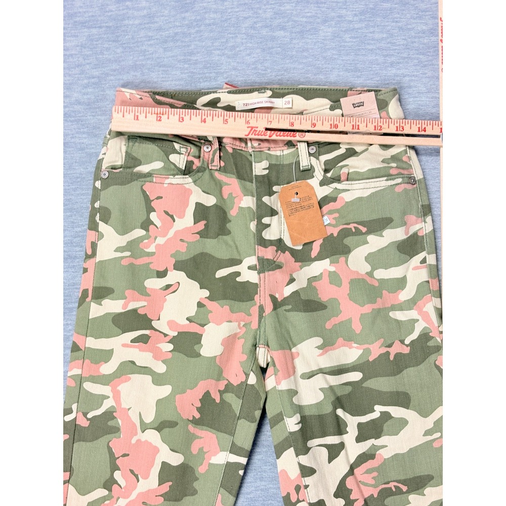 Levis 721 High Rise Skinny Jeans Womens 28 Pink Green Camo Camouflage Denim - Picture 5 of 15
